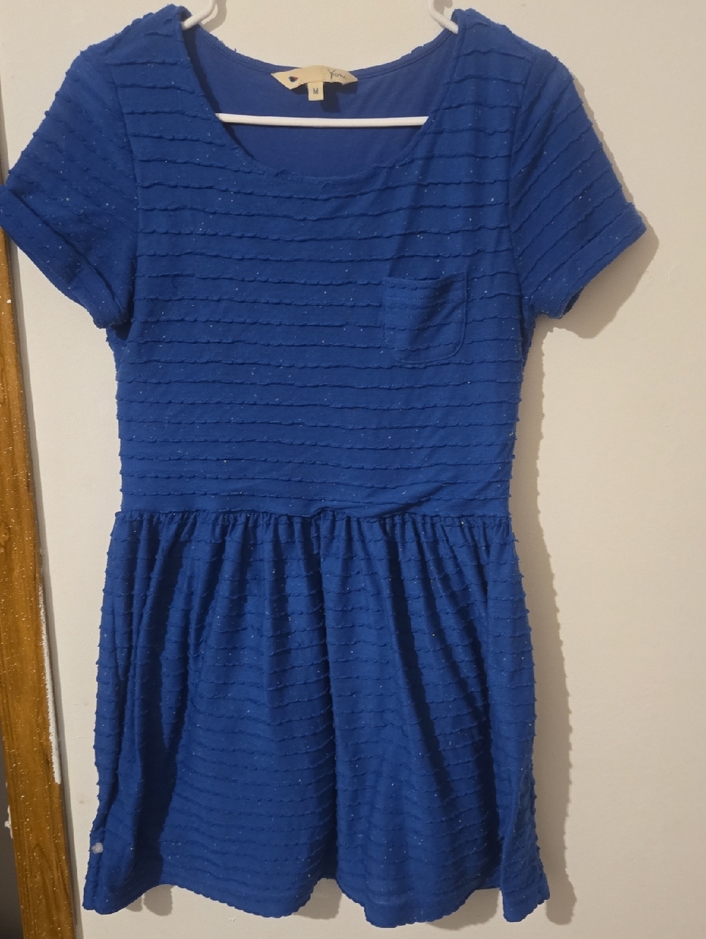 🧁Women's Blue Textured Short Sleeve Dress
